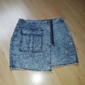 Acid wash mini skirt
